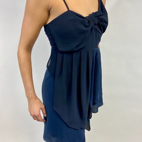 MM Couture Navy Two-Tone Spaghetti Strap Cocktail Dress, Small - Picture 6 of 15